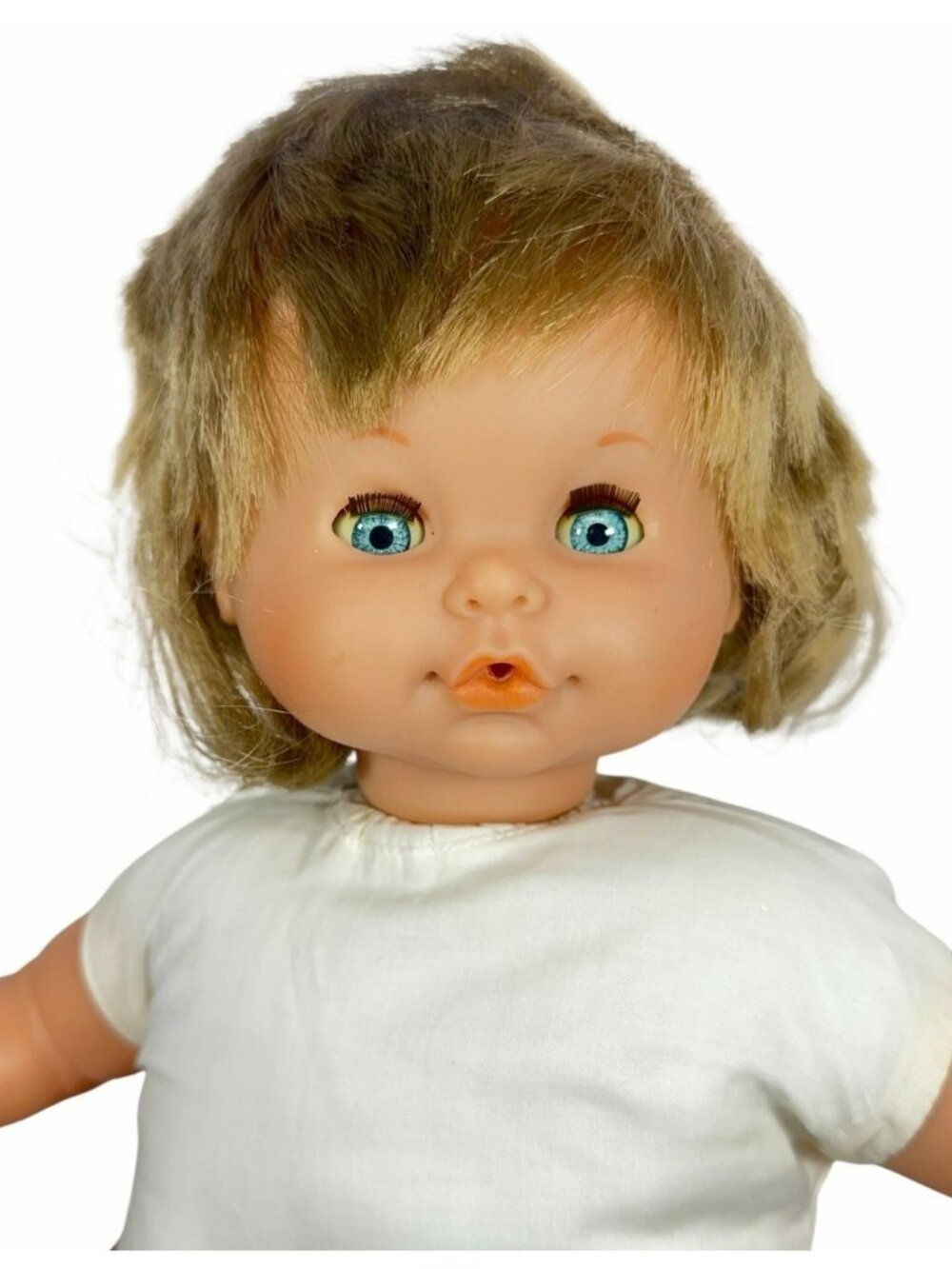 Vintage 1992 Famosa 17" Baby Doll Spain Rooted Hair Sleep Eyes Vinyl & Cloth